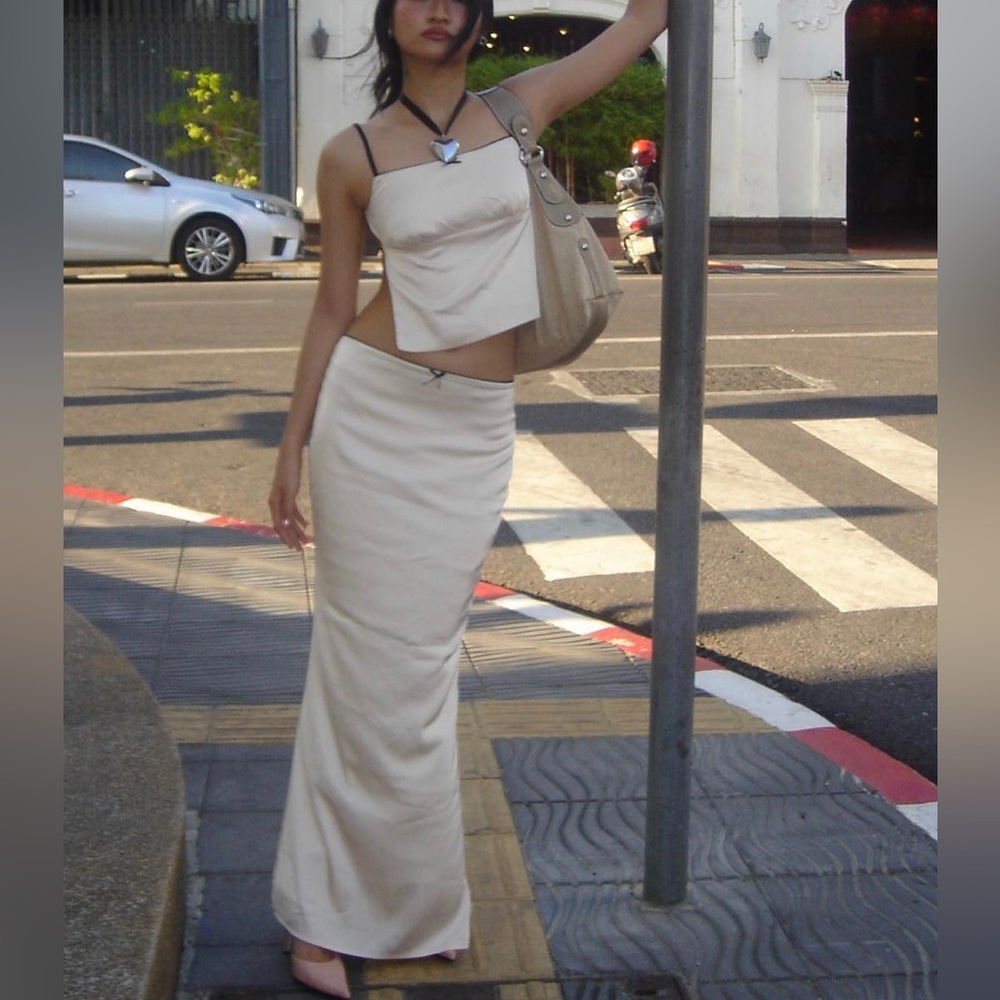 Ediked Cream Satin Set XS